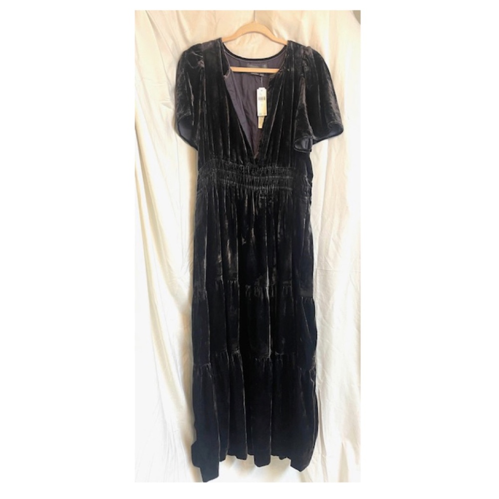 Anthropologie Somerset Maxi Velvet Dress, size L, dark grey